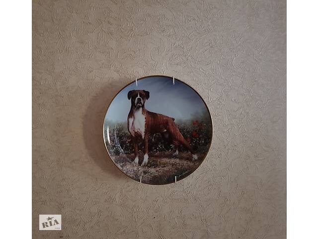 Фарфоровая тарелка с изображением собаки породы Боксёр.