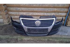 3C0807221C Бампер передний в сборе VW Passat B6 2005-2010 (Омыватели фар Парктроники 4шт Цвет L041 Черный лак) 200224