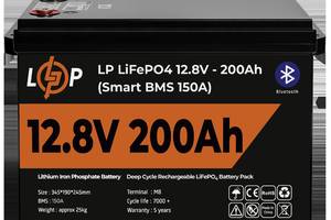 Аккумулятор LP LiFePO4 12V (12,8V) - 200 Ah (2560Wh) (Smart BMS 100А) с BT пластик для ИБП Купи уже сегодня!