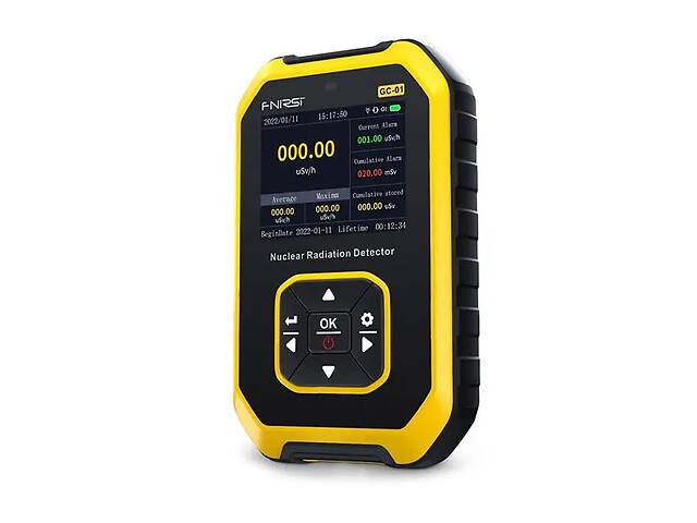 Дозиметр радиации профессиональный радиометр аккумуляторный Fnirsi GC-01 Черный/желтый (100922)