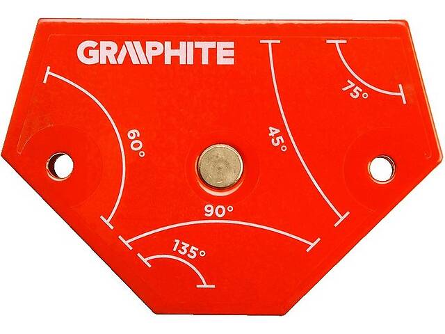 Graphite Зварювальний косинець магнітний 56H904, 64x95x14мм, кут 45, 60, 75, 90, 135град.,сила 11,4 кг