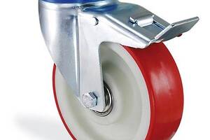 Колесо поворотное с крепежной панелью тормозом DC Di Candia Красный (414125L)