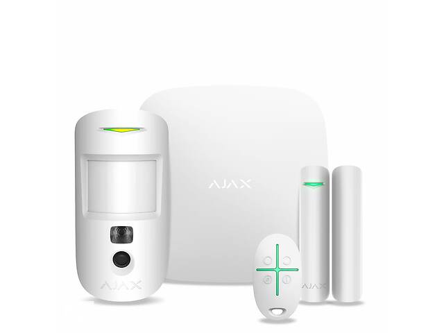 Комплект беспроводной сигнализации Ajax StarterKit Cam Plus white ( Hub 2 Plus /MotionCam/DoorProtect/SpaceControl )