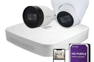 Комплект IP видеонаблюдения Dahua IP KIT 2x2MP INDOOR-OUTDOOR + HDD 1TB