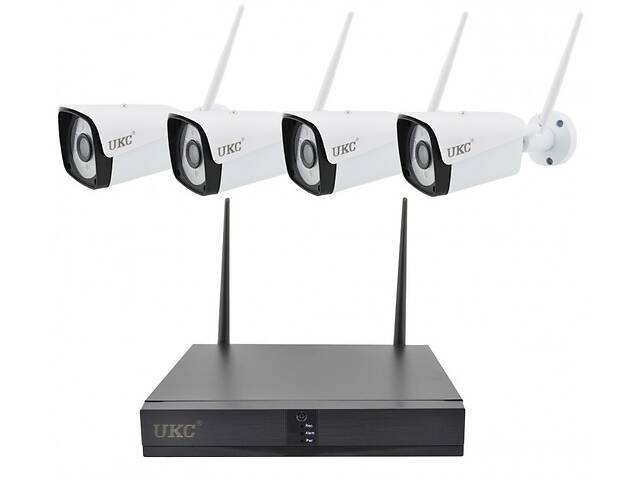 Комплект видеонаблюдения беспроводной DVR KIT CAD Full HD UKC 8004/6673 WiFi 4ch набор на 4 камеры