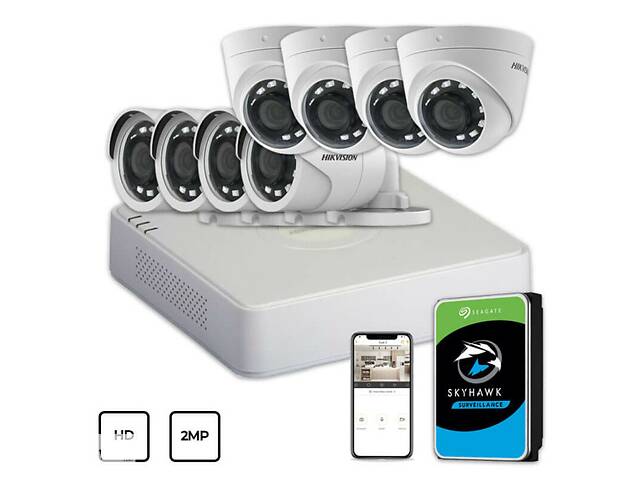 Комплект видеонаблюдения Hikvision HD KIT 8x2MP INDOOR-OUTDOOR + HDD 1TB