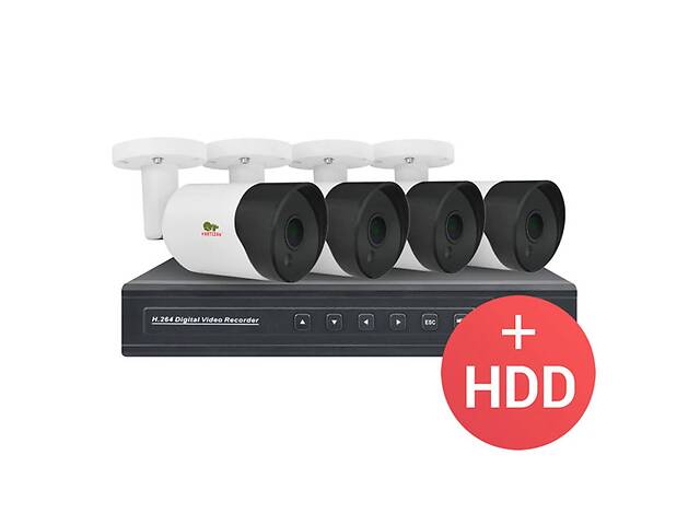 Комплект видеонаблюдения Partizan IP-19 4xCAM + 1xNVR + HDD