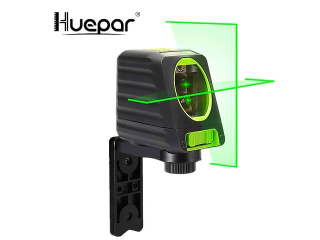 Лазерний рівень Huepar BOX-1G нівелір 2 зелені лінії кронштейн + батарейки антиблікове скло - Фото 3