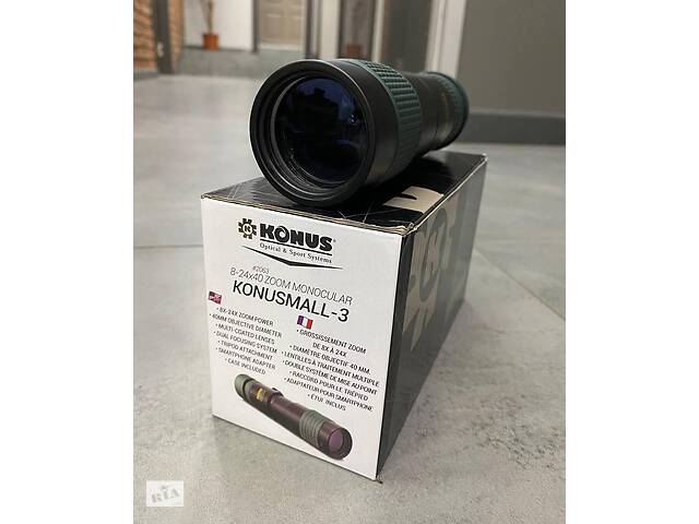 Монокуляр KONUS KONUSMALL - 3 8-24x40, смартфон-адаптер, чохол, ремішок, захисні кришки