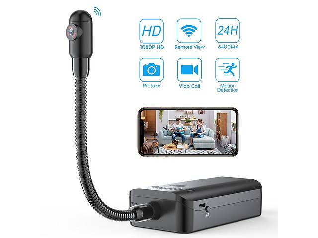 Мини камера wifi беспроводная с выносным объективом на шлейфе Konlen GG601, Full HD 1080P, c большим аккумулятором до...