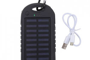 Power Bank Solar A50 + фонарь 12 LED с солнечной панелью 5000 mAh Черный (A50)