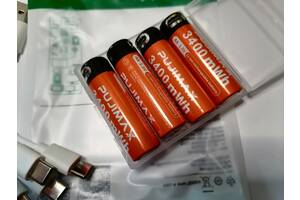 Pujimax Батарейки аккумуляторные АА, ААА, литиевые, 1.5V, USB Type-c