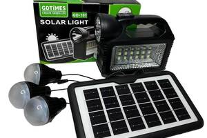 Ручной прожектор фонарь с повербанком Gdtimes GD 101 с солнечной панелью/лампой (1978892004)