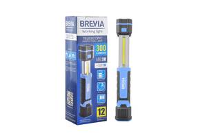 Телескопическая инспекционная лампа Brevia LED 3W COB+1W LED 300lm 2000mAh microUSB 11340