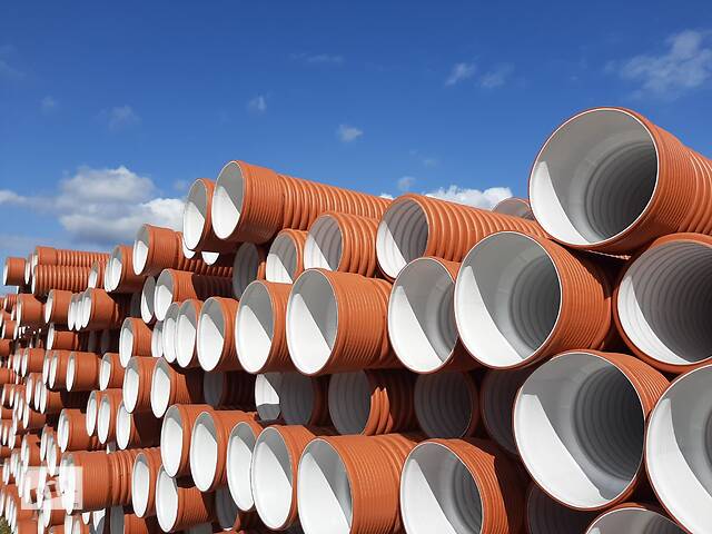 Труба пластикова ф110-1000vv. Труба дренажна. Труба гофрована 500. Труба пластикова дренажна - Фото 1