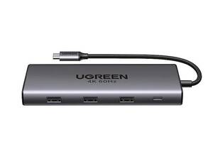 Концентратор 9в1 UGREEN CM639 Type-C Hub USB3.2 HDMI/PD100W/Ethernet RJ45/SD/TF для MacBook iPad