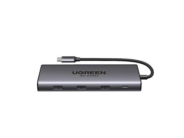 Витрина!Концентратор 9в1 UGREEN CM639 Type-C Hub USB3.2 HDMI/PD100W/Ethernet RJ45/SD/TF для MacBook iPad