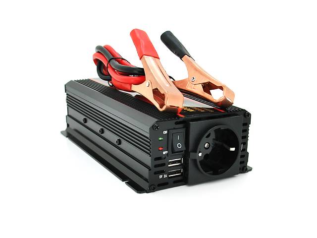 Инвертор напряжения CARMAER2000W, 12/220V с аппроксимированной синусоидой, 1Shuko, 2*USB (DC:5V/2A), крокодилы+ прику...