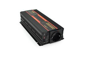 Инвертор напряжения CARMAER2600W, 12/220V с аппроксимированной синусоидой, 1Shuko, 2*USB (DC:5V/2A), крокодилы+ прику...