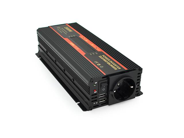 Инвертор напряжения CARMAER2600W, 12/220V с аппроксимированной синусоидой, 1Shuko, 2*USB (DC:5V/2A), крокодилы+ прику...