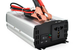 Инвертор напряжения CJ-500Q (DC:250W), 12/220V с аппроксимированной синусоидой, 1 универсальная розетка, крокодилы, BOX