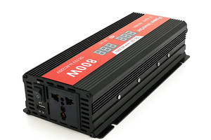 Инвертор напряжения Demuda, 800W 12/220V с аппроксимированной синусоидой, 1 универсальная розетка, USB, клемные провода