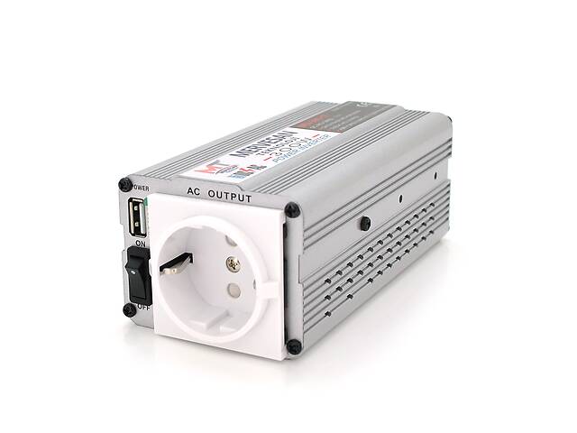 Инвертор напряжения Mervesan MSI-300-12 (300W), 12/220V, approximated, 1Shuko, USB, клемы + зажимы, Box.Q16