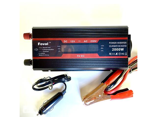 Инвертор преобразователь напряжения с дисплеем Foval 2000W/12V/220V