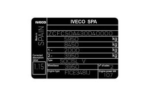 Iveco - VIN Наклейки таблички. Дублюючі, Ідентифікаційні, з вин кодом.