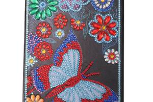 Блокнот з алмазною вишивкою мозаїки 5d 'Метелики на квітах' мандала 48 сторінок, А5