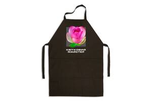 Фартук черный кухонный с принтом для флориста 'Цветочный мастер. Розовый цветок' ФА000761 Кавун 68 см