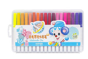 Фломастер - пензлик 'Water color pen' 36 кольорів 228-36 у пластиковому боксі (Синій)