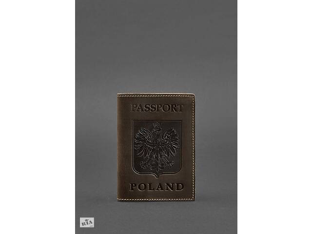 Кожаная обложка для паспорта с польским гербом темно-коричневая Crazy Horse BlankNote
