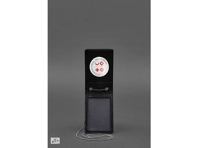 Кожаная обложка на цепочке для удостоверения Красного Креста BlankNote Черный