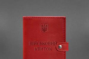 Кожаная обложка-портмоне для военного билета 15.0 красная BlankNote