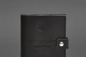 Кожаная обложка-портмоне для военного билета с карманом для жетона 15.1 Черная BlankNote