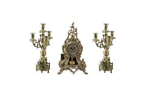 Набір Virtus годинник Luis з маятником 42х26 см та два канделябри Castelo 41x21 см бронза кварцевий механізм