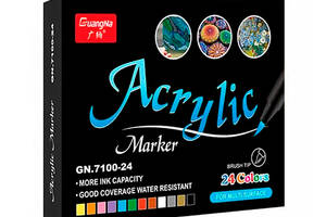 Набор акриловых маркеров для рисования Guangna GN7100 24 цвета декоративных и художественных работ