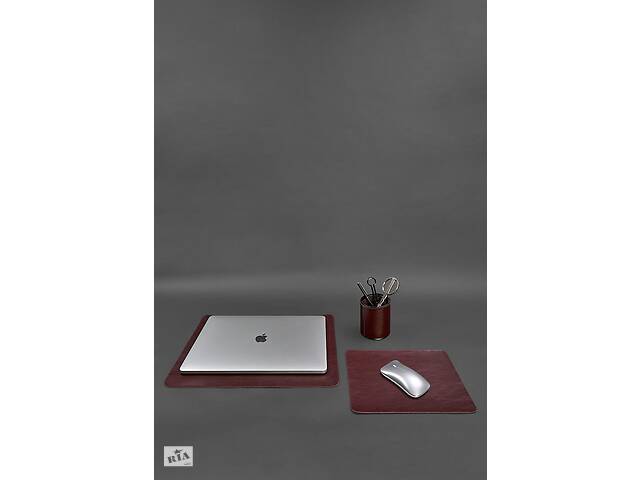 Набор для рабочего стола из натуральной кожи 1.0 бордовый краст BlankNote