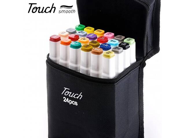 Набор двухсторонних маркеров Touchfive 24 шт в кейсе для скетчинга