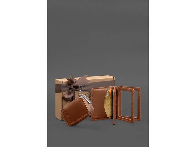 Набор кожаных аксессуаров BlankNote AUTO 2.0 Светло-коричневый - Фото 3