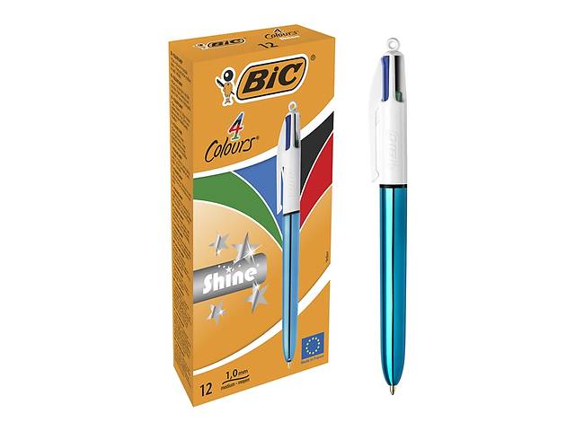 Набор шариковых ручек BIC 4 Colours Shine Blue 1 мм 12 шт (3086123494893)