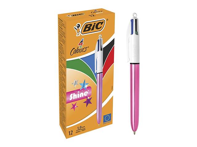 Набор шариковых ручек BIC 4 Colours Shine Pink 1 мм 12 шт (3086123502918)