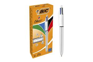 Набор шариковых ручек BIC 4 Colours Shine Silver 1 мм 12 шт (3086123343979)