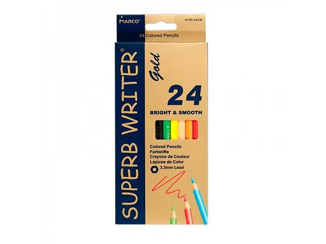 Набор цветных карандашей Marco Superb Writer Gold 4100G-24CB 24 цвета