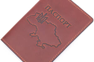 Обложка на паспорт в винтажной коже Карта GRANDE PELLE 16772 Светло-коричневая
