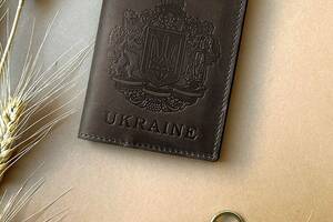 Подарочный набор кожаных аксессуаров с украинской символикой темно-коричневый BlankNote