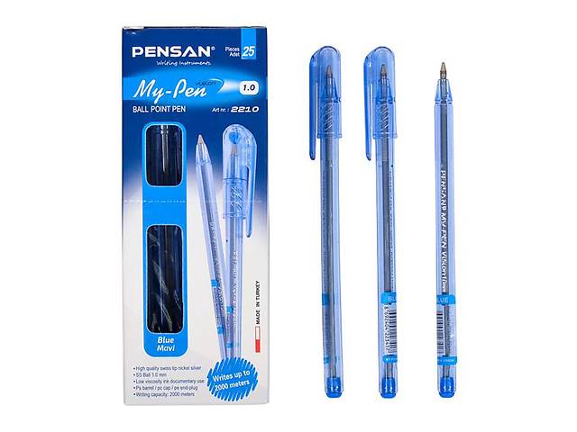 Ручка олійна MY-PEN ET2210-25 синя, упаковка 25 шт