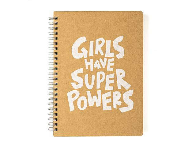Скетчбук 'Супер сила дівчат' еко крафт-картон 11102-KR в крапку, на пружині