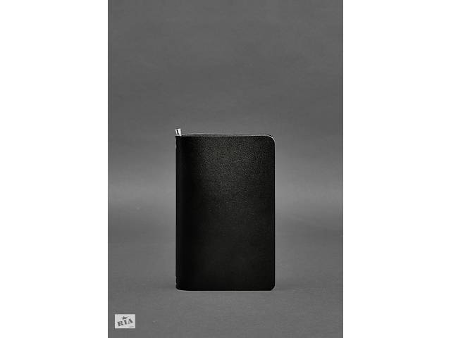 Угольно-черный кожаный блокнот (софт-бук) 8.0 на резинке BlankNote